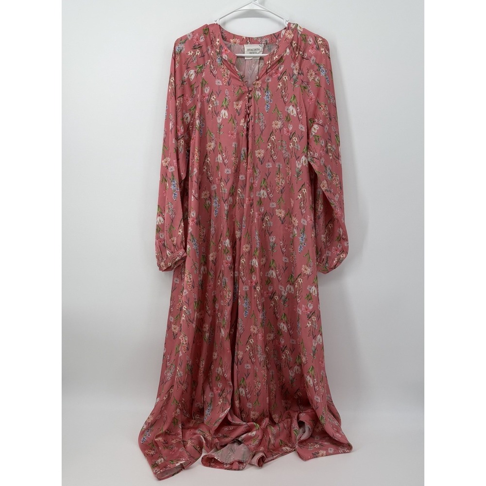 Floral Pink Maxi Dress - Lightweight Long Sleeve